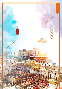 美麗神秘手繪摩洛哥廣告背景