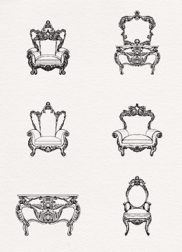 手绘欧式椅子设计素材