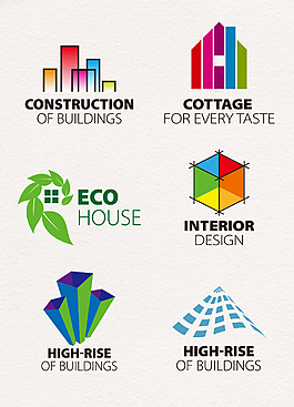 創意彩色房屋建筑logo設計