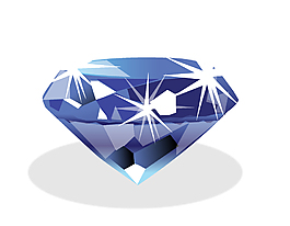 浪漫藍色水晶鉆石矢量圖