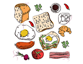 卡通手繪食物矢量素材