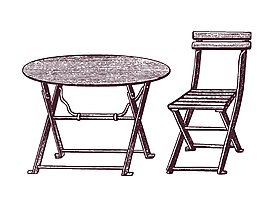 手绘桌子与椅子矢量图