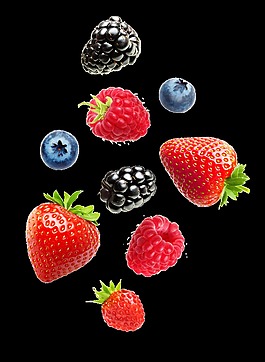 水果装饰草莓蓝莓树莓桑葚