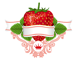 卡通美味草莓花纹元素