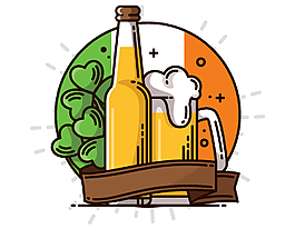 手绘夏季冰凉啤酒矢量图
