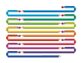 创意彩色铅笔曲线矢量图