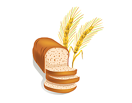 卡通金色麦穗面包矢量元素
