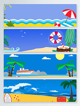 海邊椰子樹夏末促銷banner背景