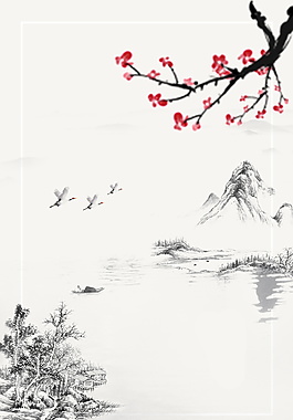 雅致清新手繪風景廣告背景