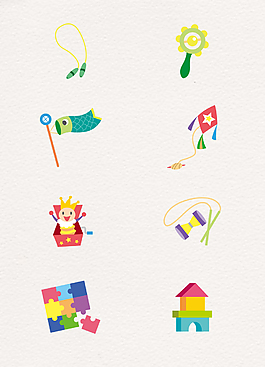 8款彩色可爱儿童益智玩具卡通设计