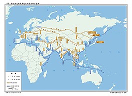 一带一路经济走廊及其途经城市分布示意图