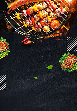 燒烤牛肉串擼串夜生活背景
