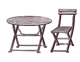手繪灰色桌椅元素