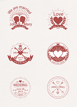 6款創意婚禮標簽矢量素材