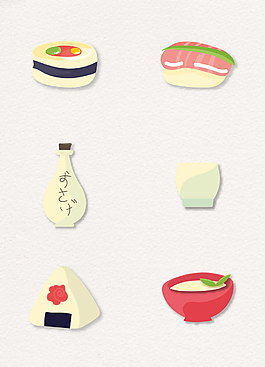 卡通手绘日本食物矢量素材