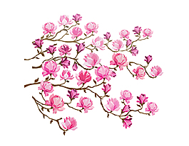 卡通溫馨粉色花朵元素