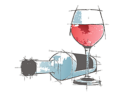 卡通線條紅酒酒杯元素