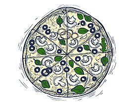 卡通蔬菜披萨元素