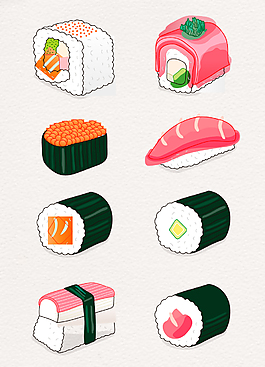 8款美味日式寿司矢量素材