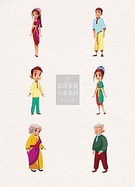 卡通的泰國(guó)家庭人員素材