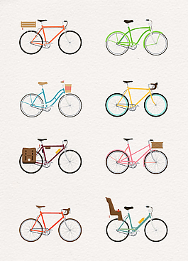 小清新彩色卡通自行车设计