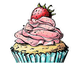 手绘草莓蛋糕元素
