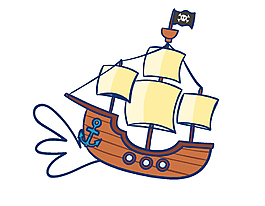 矢量手繪海盜輪船