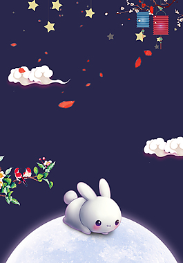 可爱中秋节手绘兔子广告背景