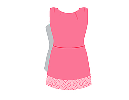 手繪粉色連衣裙元素