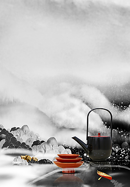 中國風水墨江山如畫背景