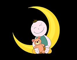 卡通可愛月亮晚安元素