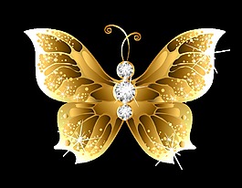 卡通金色蝴蝶钻石元素