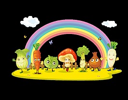手绘彩虹蔬菜元素