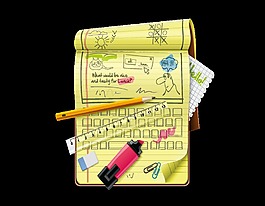 手繪書本鉛筆元素