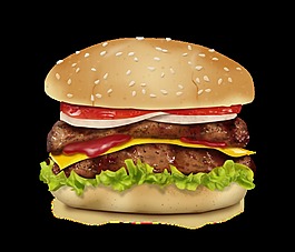 汉堡包素材元素设计海报广告