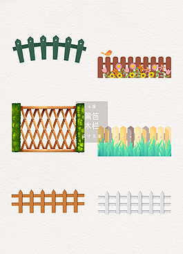 矢量篱笆木栏设计元素