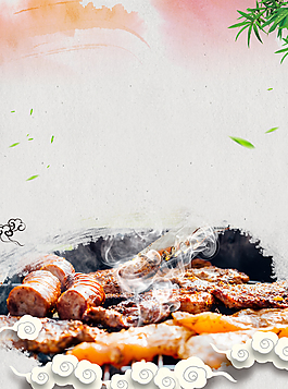 美食烧烤撸串大排档海报背景