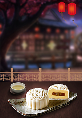 中国风中秋节月饼海报背景