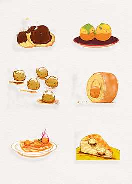 蛋糕面包卡通甜食可爱设计