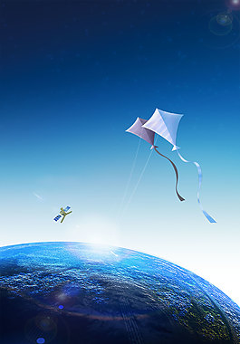 宇宙風箏創意廣告背景素材