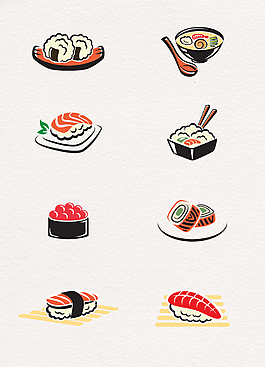 8款卡通日本美食矢量图
