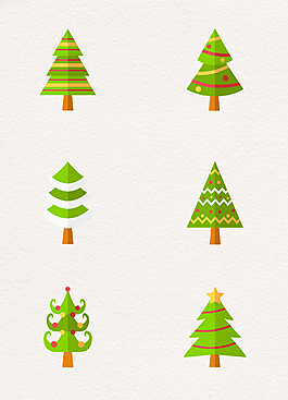 扁平化綠色圣誕樹卡通設計