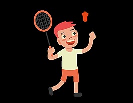 卡通运动羽毛球元素
