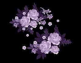 卡通浪漫紫色花朵元素