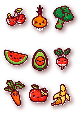 卡通可爱水果蔬菜插画