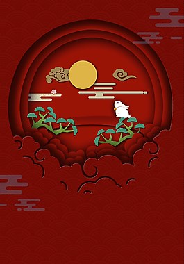 立体传统中秋节海报背景
