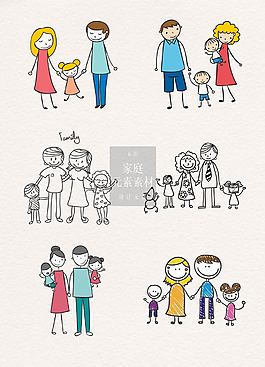 简约手绘的家庭素材