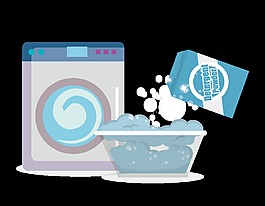 卡通洗衣机清洁元素