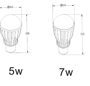 5w7w球泡灯平面图