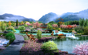 鱼塘花田